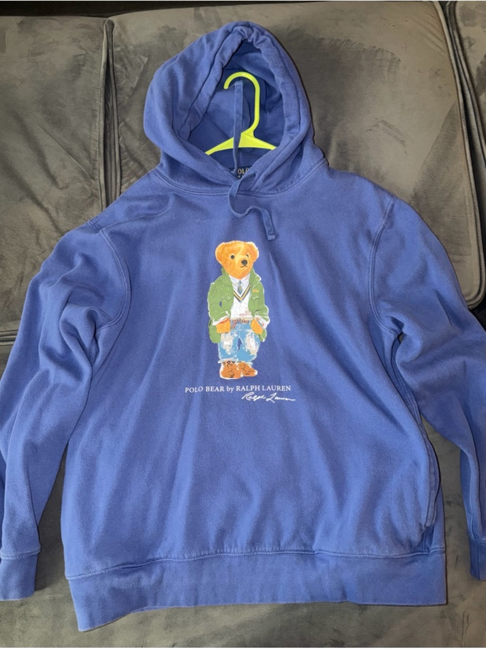 Ralph Lauren Blue Polo Bear Fleece Hoodie Size Men’s Large
